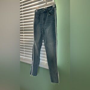 Garage Blue Straight Leg Jeans with White Stripe